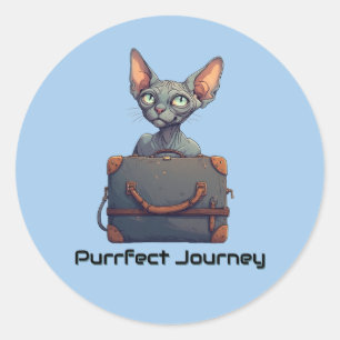 Cute Cat Traveller – Gift for Cat Lovers Classic Round Sticker