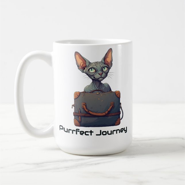 Cute Cat Traveller – Gift for Cat Lovers Coffee Mug (Left)