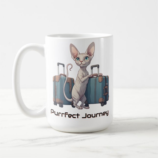 Cute Cat Traveller – Gift for Cat Lovers Coffee Mug (Left)