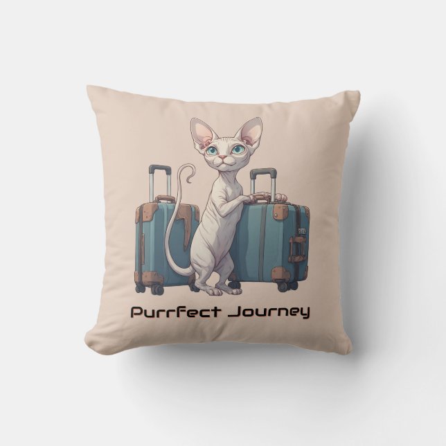 Cute Cat Traveller – Gift for Cat Lovers Cushion (Front)