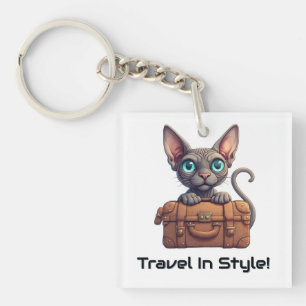 Cute Cat Traveller – Gift for Cat Lovers Key Ring