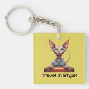 Cute Cat Traveller – Gift for Cat Lovers Key Ring