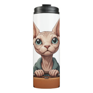 Cute Cat Traveller – Gift for Cat Lovers Thermal Tumbler