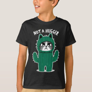 Cute Cat-Tus Funny Cat Not A Hugger Boy and Girl T-Shirt