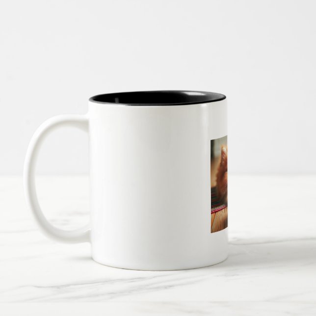 Cute Cat Two-Tone Coffee Mug (Left)
