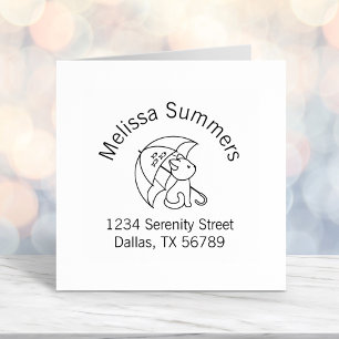 Cute Cat under Umbrella Address Self-inking Stamp
