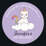 Cute Cat Unicorn Kids Birthday Party Favour Classic Round Sticker<br><div class="desc">Cute party favours for kids,  boys or girls who love unicorn. Perfect for kids birthday party,  party favours and thank you label. You can also customise the text for baby shower or other occasion and party.</div>