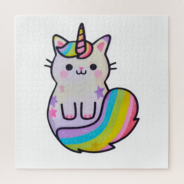 Cute cat unicorn rainbow jigsaw puzzle (Vertical)