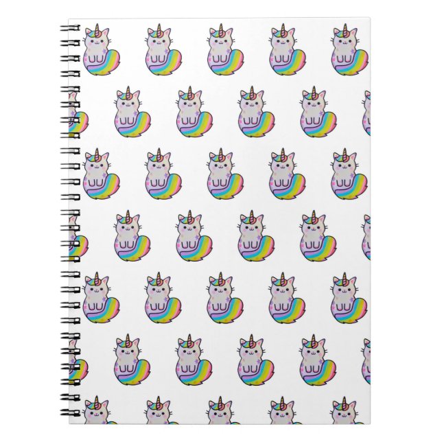Cute cat unicorn rainbow notebook (Front)