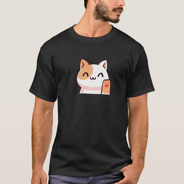 Cute Cat Uwu Style T-Shirt (Front)