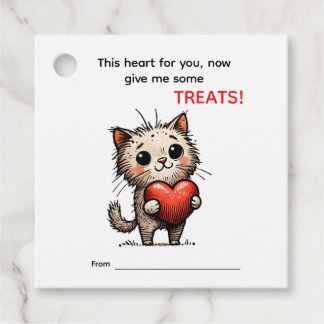 Cute Cat Valentine Card  Favour Tags