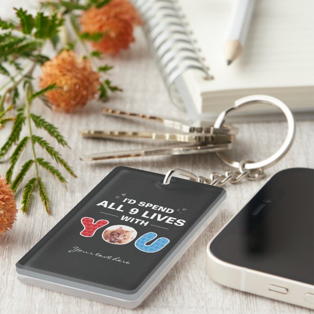 Cute Cat Valentine's Day Pet Photo Custom  Key Ring (Front Right)