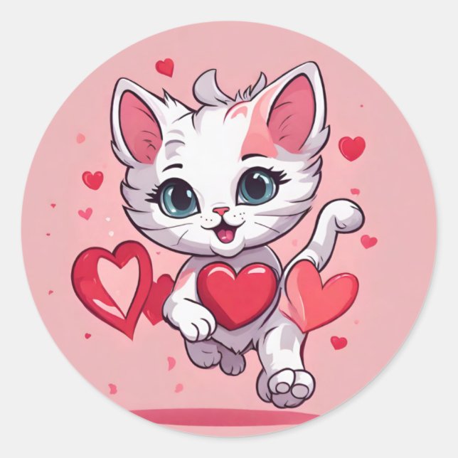 Cute Cat Valentine's Day Sticker Envelope Seals (Front)