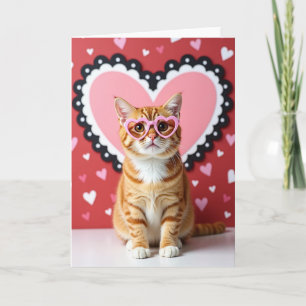 Cute Cat Valentines Heart Card