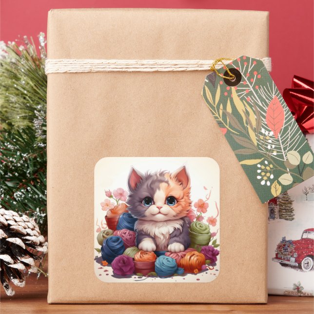 Cute cat vintage sticker (Holiday)
