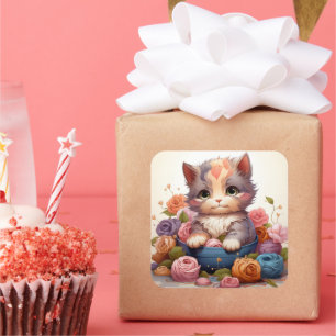 Cute cat vintage sticker