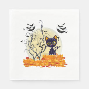 Cute Cat Waiting for Halloween Napkin