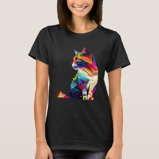 Cute Cat Watercolor Colourful For Cat  Multicolor T-Shirt