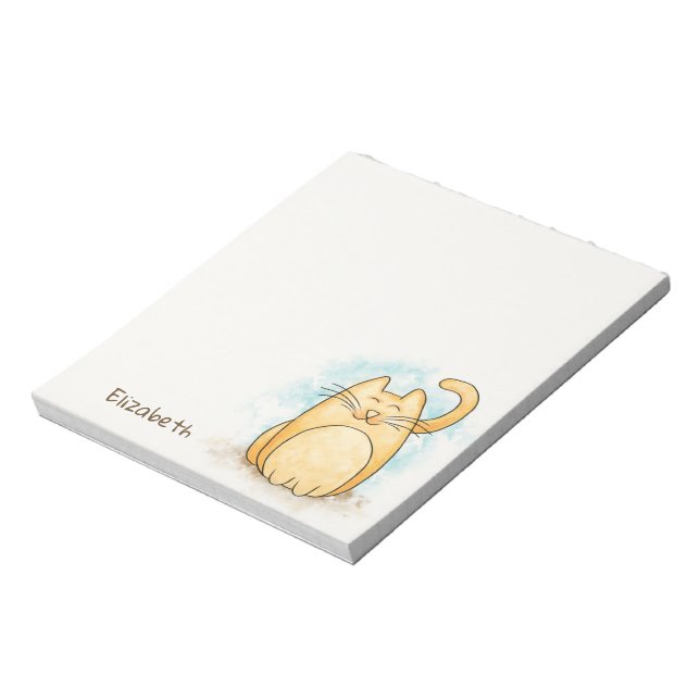 Cute Cat Watercolor Personalise Notepad (Rotated)