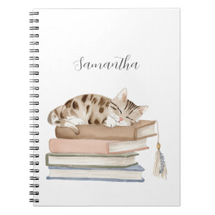 Cute Cat Watercolor Personalised Notebook