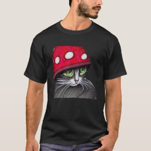 Cute Cat Wearing A Mushroom Hat T-Shirt