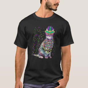 Cute Cat Wearing Carnival Mask Mardi Gras Cat Love T-Shirt