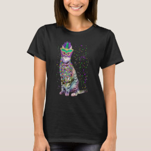 Cute Cat Wearing Carnival Mask Mardi Gras Cat Men T-Shirt