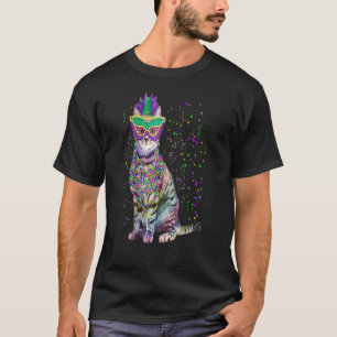 Cute Cat Wearing Carnival Mask Mardi Gras Cat Men T-Shirt