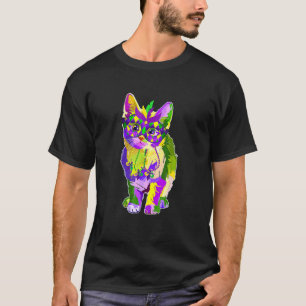 Cute Cat Wearing Carnival Mask Mardi Gras Cat T-Shirt
