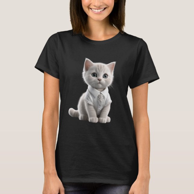 cute cat wearing clothes, funny kitten T-Shirt (Front)