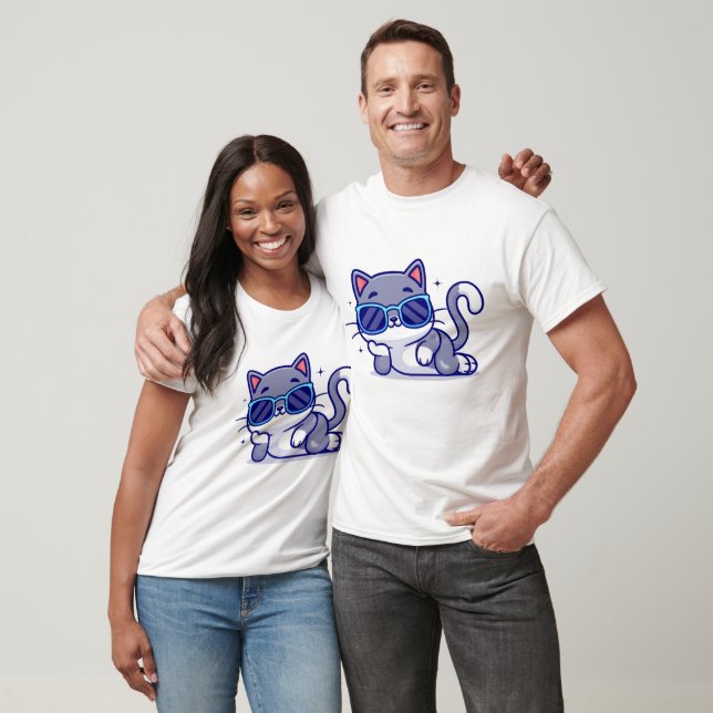 Cute Cat Wearing Glasses T-Shirt (Unisex)