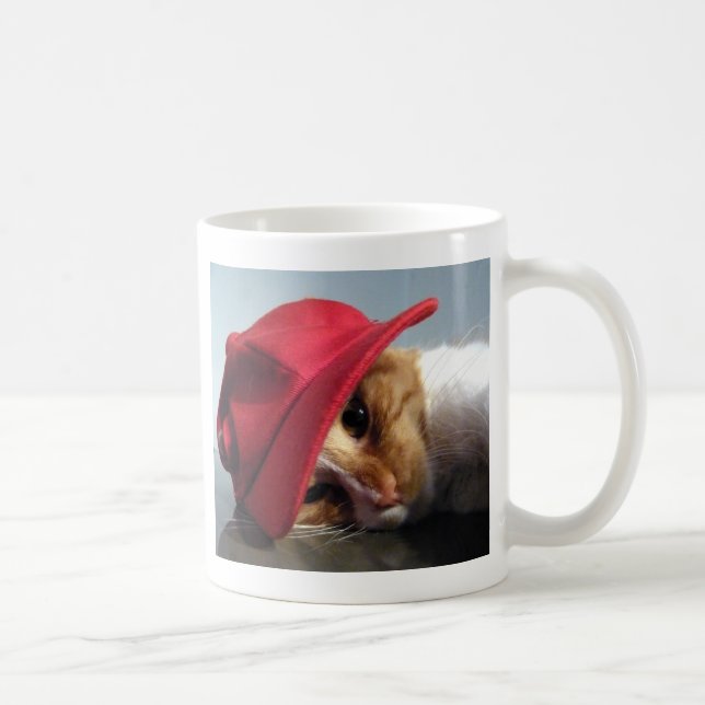 Cute Cat Wearing Red Cap Mug (Right)