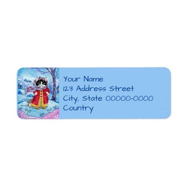 Cute Cat Winter Valentine Return Address Labesl (Front)