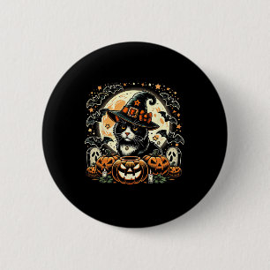 Cute Cat Witch Halloween - Spooky Pumpkin Art 6 Cm Round Badge
