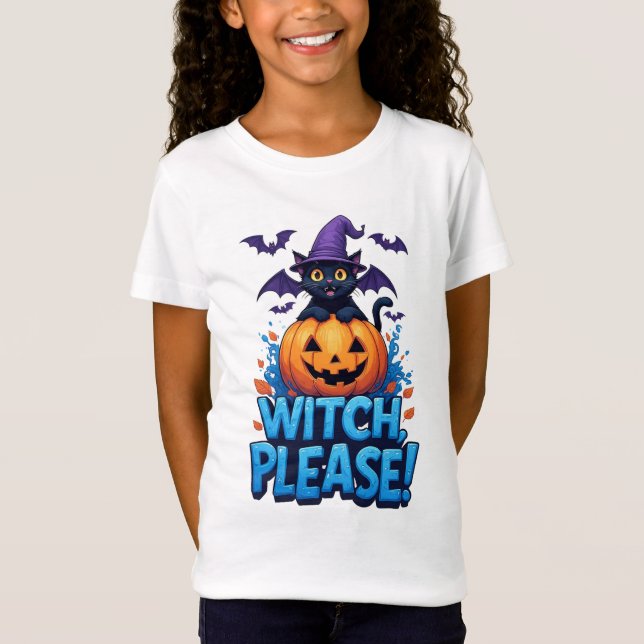 Cute Cat Witch Pumpkin Halloween 🐈‍⬛ T-Shirt (Front)