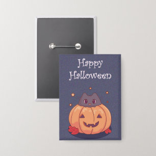 Cute cat with a Halloween pumpkin Blue grey
