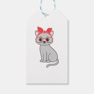 Cute cat with a headscarf and glasses gift tags