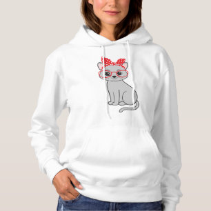 Cute cat with a headscarf and glasses   hoodie