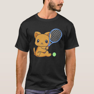Cute Cat With A Tennis Raquet And Tennis Ball Cat T-Shirt