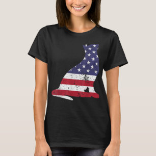 Cute Cat With American Flag 4th Of July T-Shirt