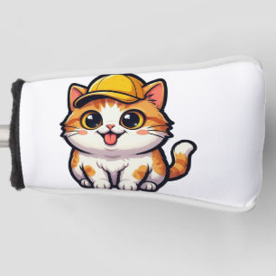 Cute Cat with Baseball Cap Golf Club Head Co Cover
