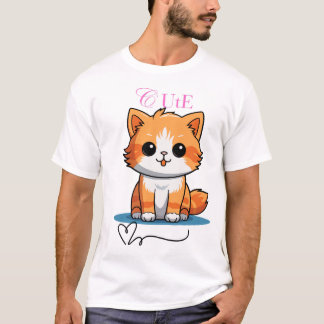 Cute cat with big love T-Shirt