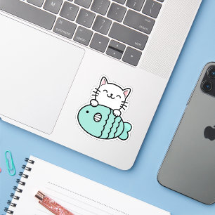 Cute Cat with Blue Fish