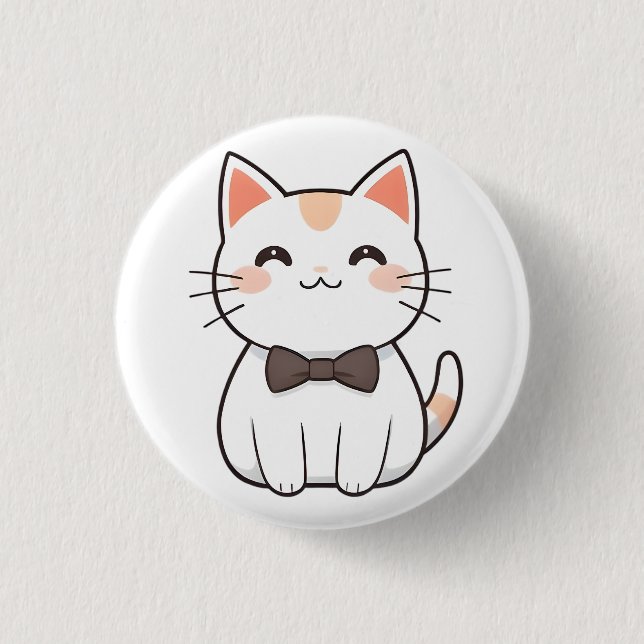 Cute Cat with Bowtie Kawaii Design 3 Cm Round Badge (Front)