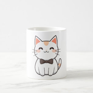 Cute Cat with Bowtie Kawaii Design Coffee Mug