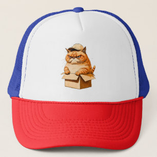 Cute Cat with Cap in Box   I Almost Fit Design