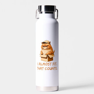 Cute Cat with Cap in Box | I Almost Fit Design Water Bottle
