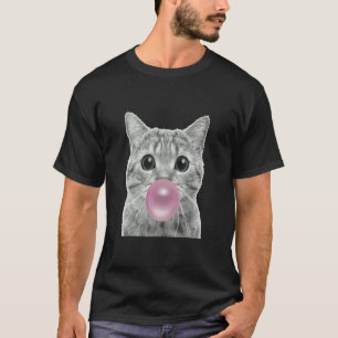 Cute cat with chewing gum bubble  cat chewing gum  T-Shirt