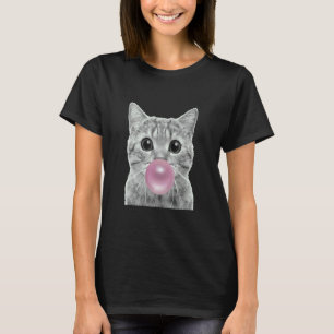Cute cat with chewing gum bubble cat chewing gum T-Shirt