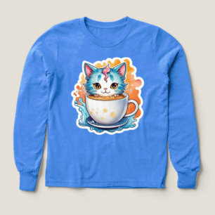 Cute Cat With Coffee Mug Cartoon Design-94678